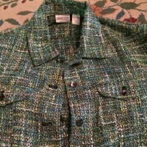 Green & Blue Button-up Chico's Jacket